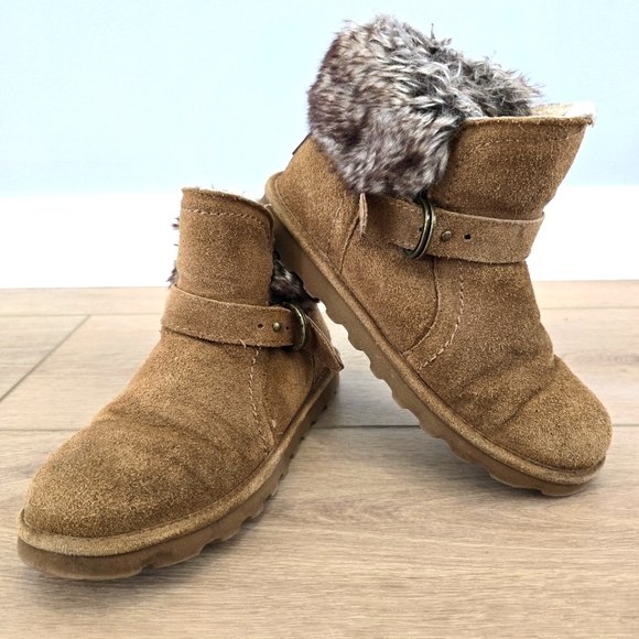 BearPaw Shoes - Bearpaw KoKo Suede Faux Fur Wool Sheepskin Hickory Boots Women's Size 8 Booties